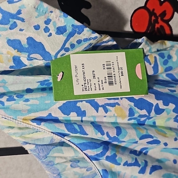 Lilly Pulitzer One Shoulder Matteo Top NWT XXS Bennett Blue - Picture 4 of 6